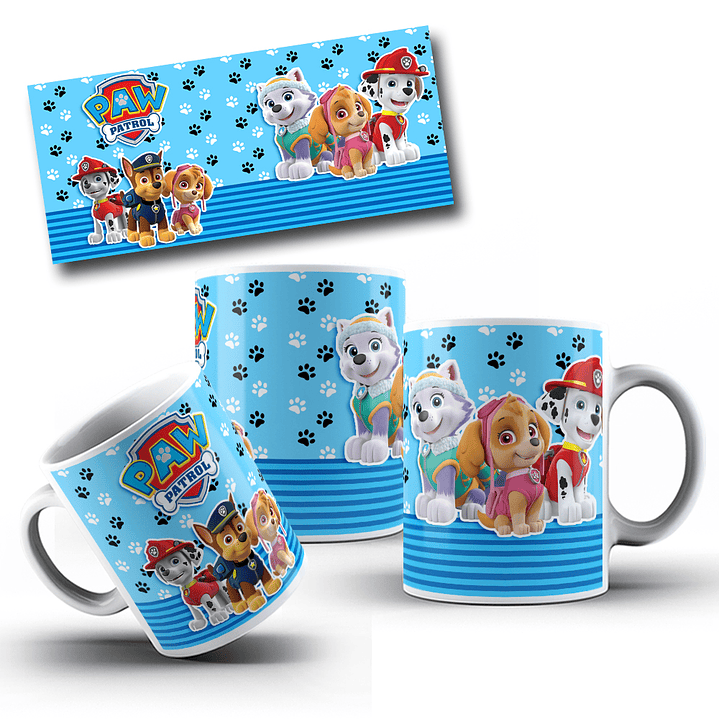 Arte Caneca Patrulha Canina Menina e Menino em Jpg 2