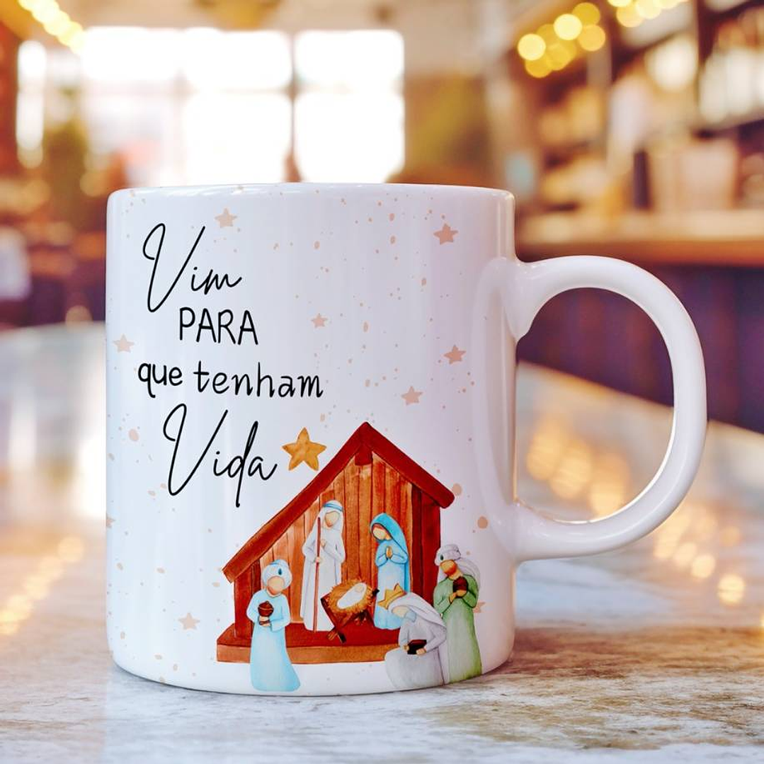Arte Caneca Vim para que tenham vida Jesus Nascimento em Jpg  1