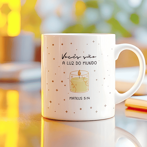 Arte Caneca Vocês são a Luz do mundo - Mateus 514 em Jpg 