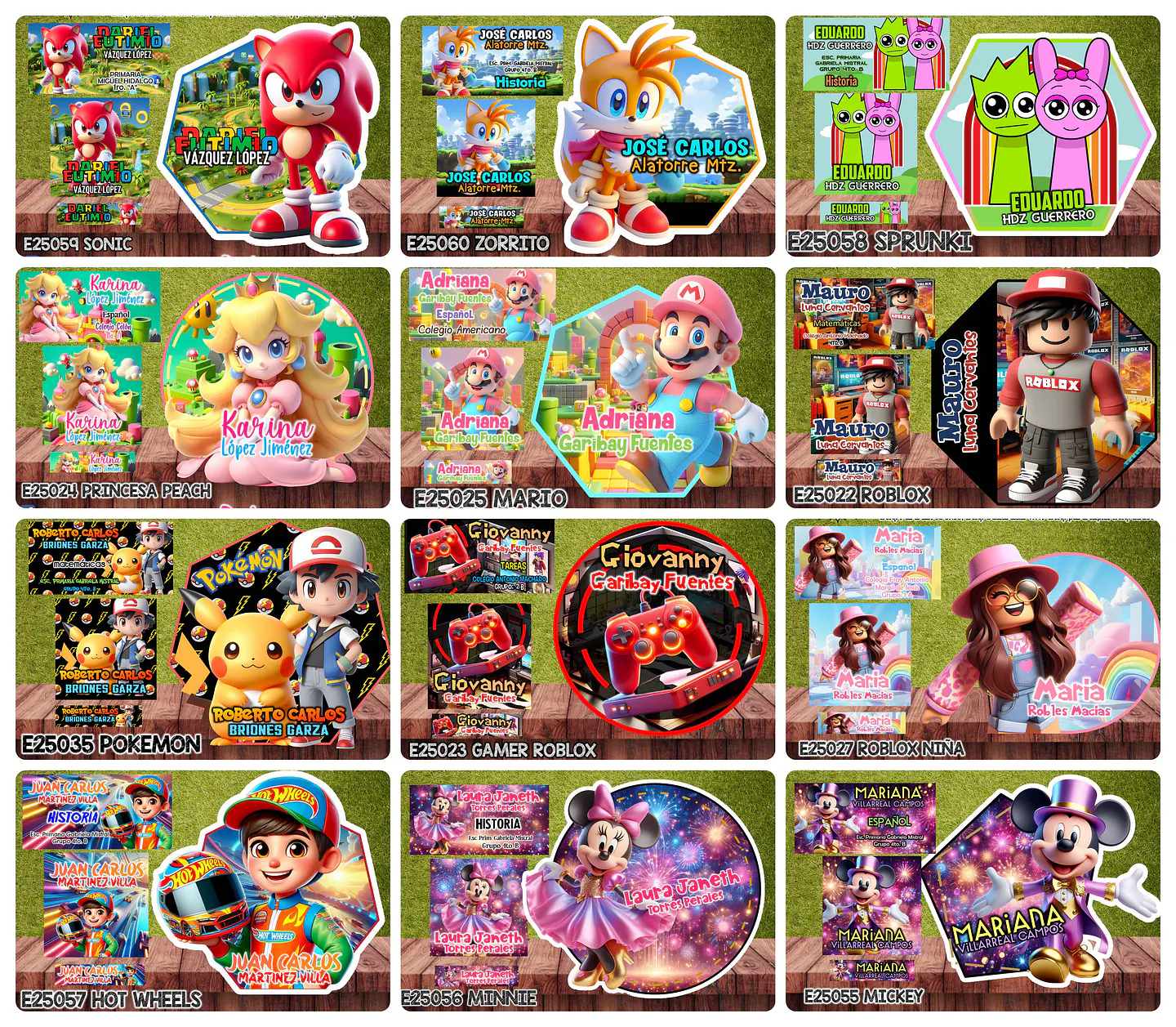 Arquivos Etiquetas Escolares Diversos temas e Personagens Editáveis  1