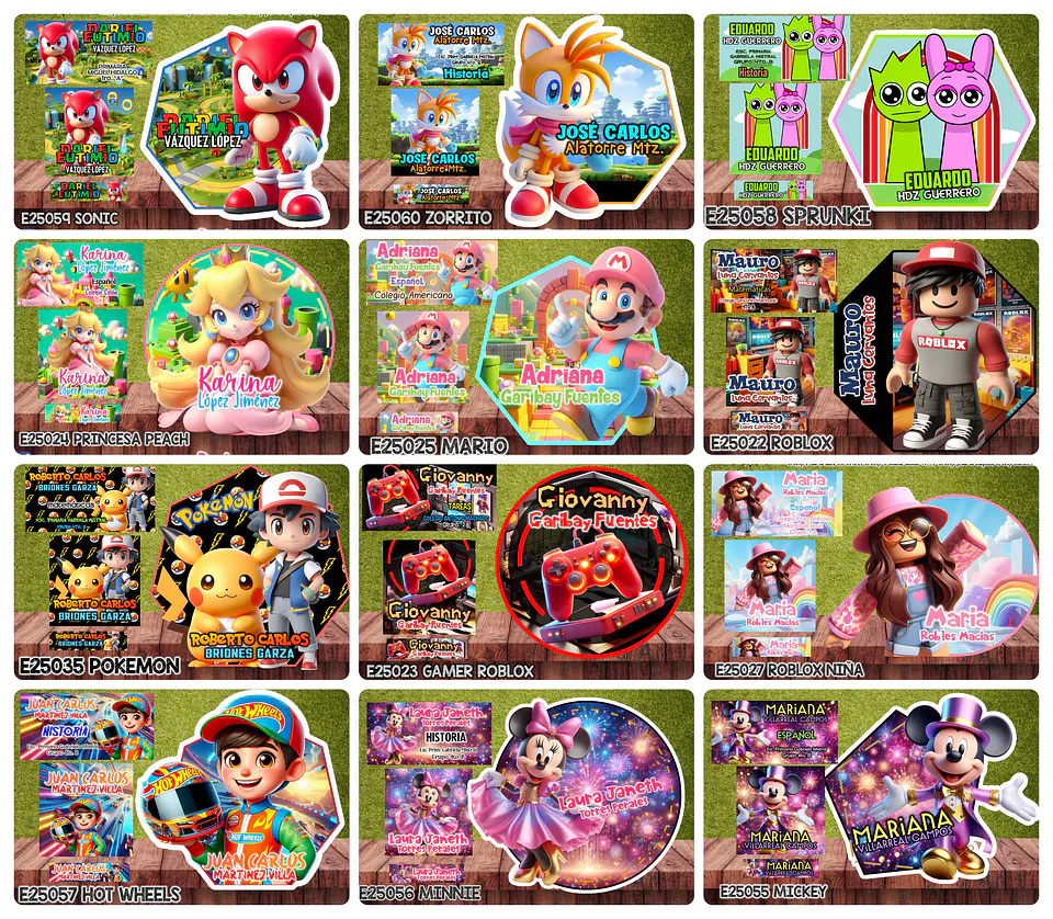 Arquivos Etiquetas Escolares Diversos temas e Personagens Editáveis  1