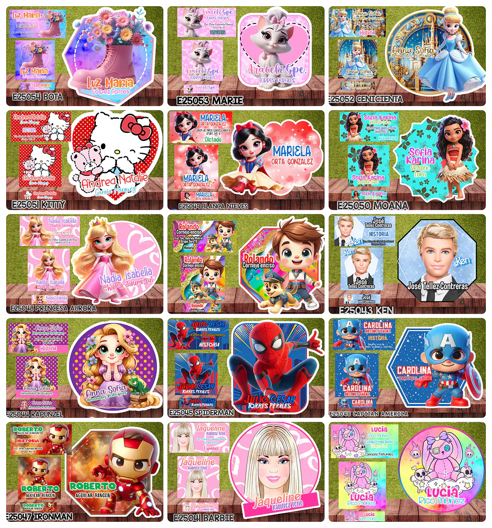 Arquivos Etiquetas Escolares Diversos temas e Personagens Editáveis  2