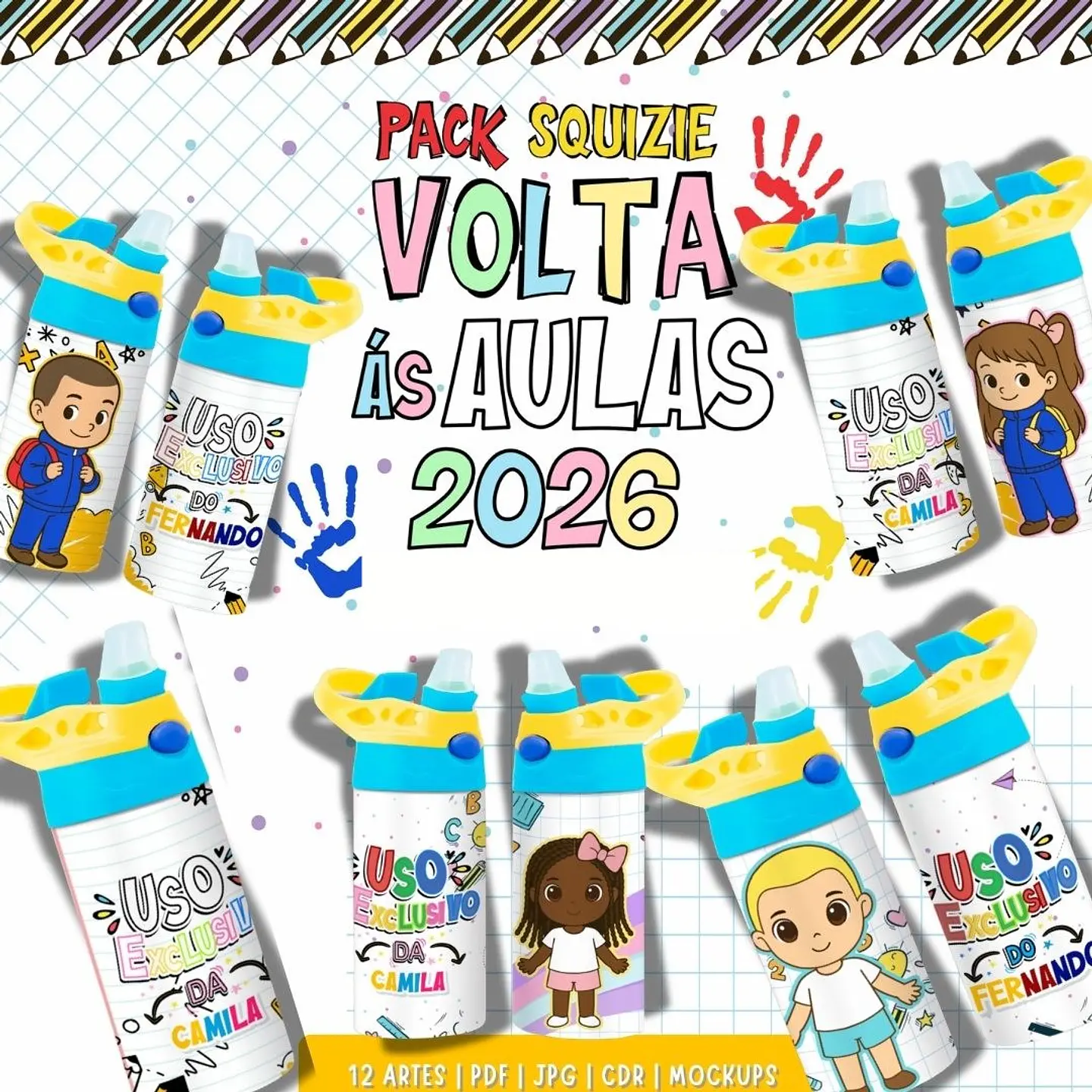 Combo Volta as aulas Squeeze, Caneca, Capa agenda, Toalhinhas e Muito mais Arquivo Editável 1