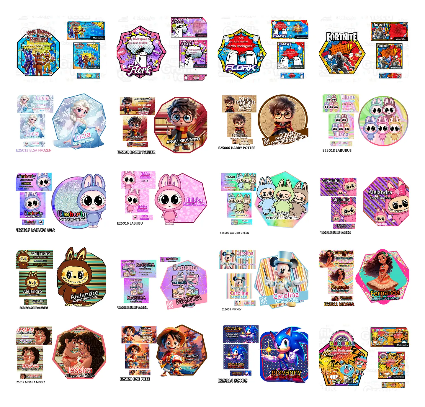 Arquivos Etiquetas Escolares Diversos temas e Personagens Editáveis  4