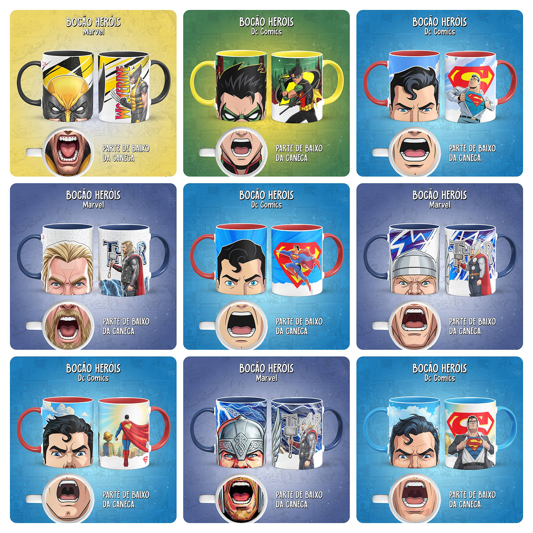 49 Artes para Caneca Bocão Herois Arquivo em Png  2