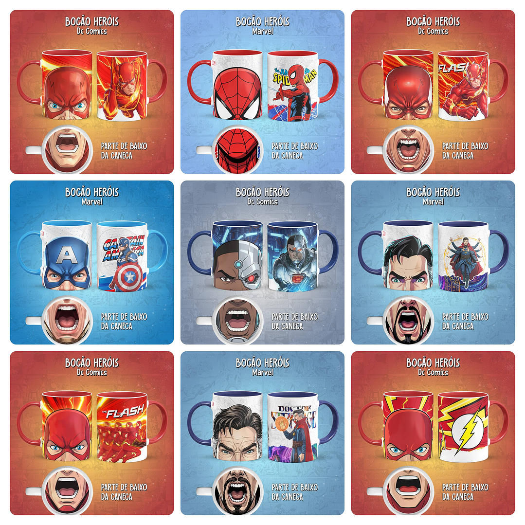 49 Artes para Caneca Bocão Herois Arquivo em Png  3