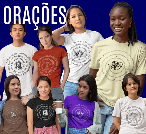 4 Artes para Camisa Orações Arquivo Editável 