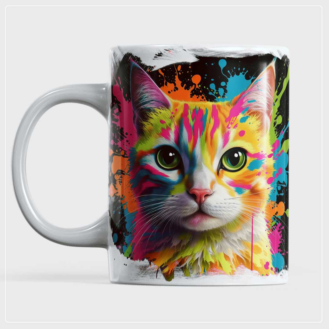 10 Artes para Caneca Gato Neon Arquivo em Png  1