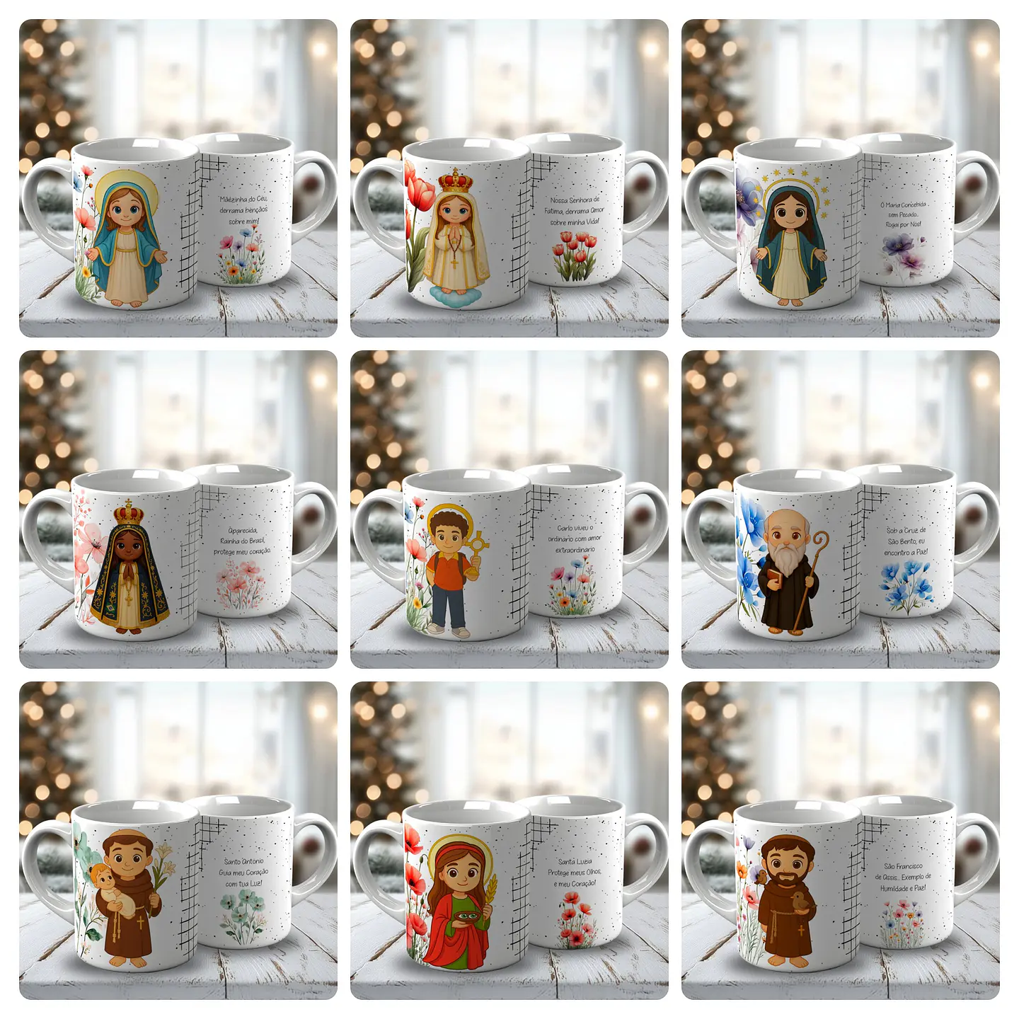 19 Artes para Caneca Santos Católicos Cute Arquivo Editável  2