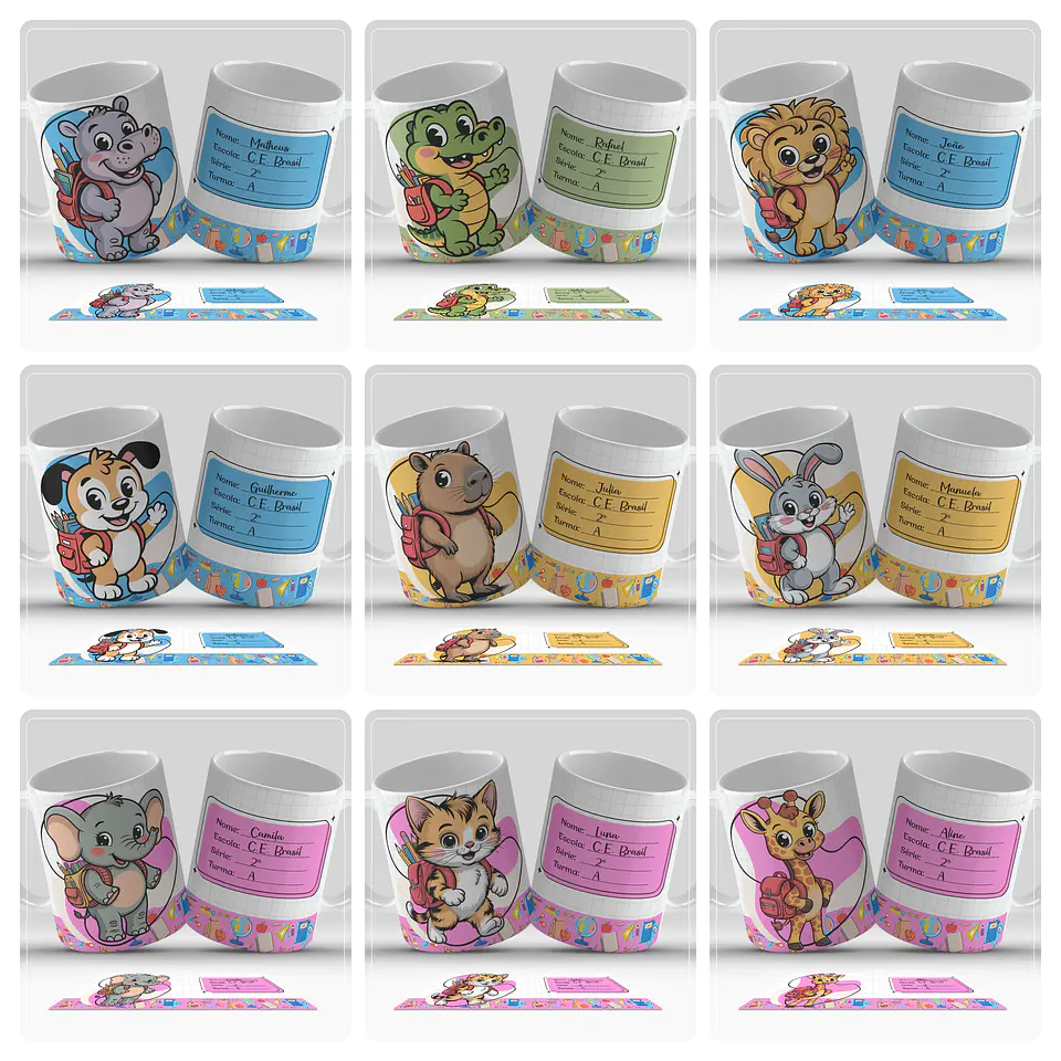 56 Artes para Caneca Toalhinha e Garrafinha Educação Infantil Arquivo em Png 5