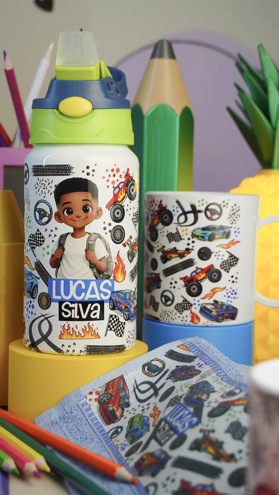 90 Artes para Sublimação Caneca Garrafa e Toalhinha Volta as Aulas Arquivo em Png  12