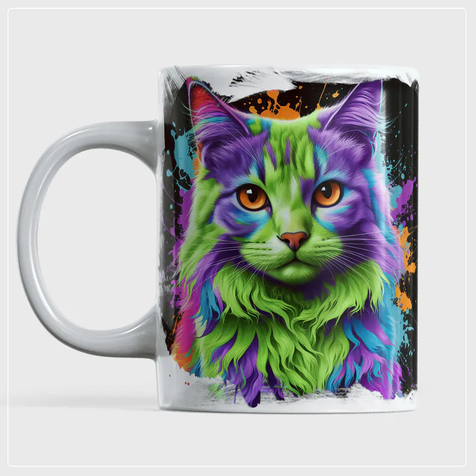 10 Artes para Caneca Gato Neon Arquivo em Png  2