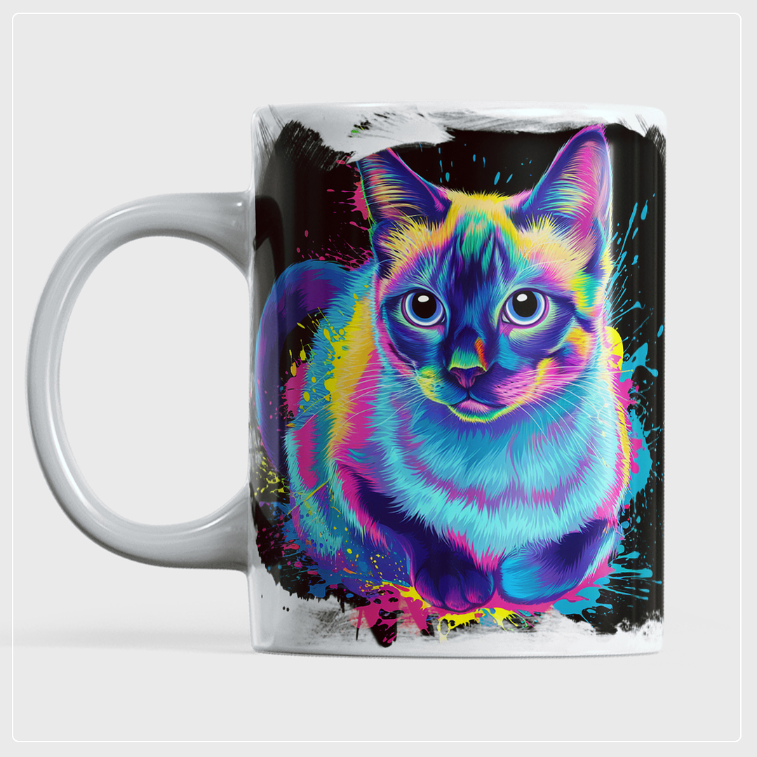 10 Artes para Caneca Gato Neon Arquivo em Png  9