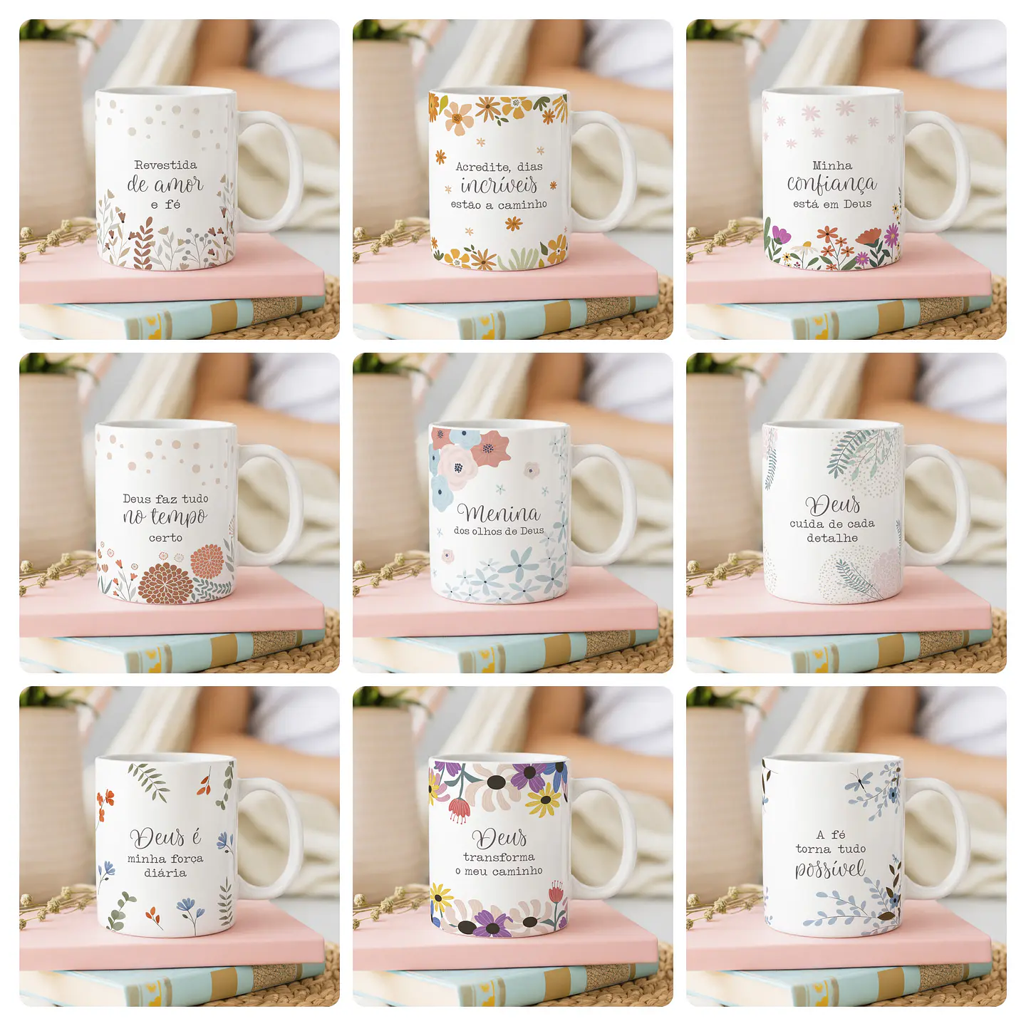 15 Artes para Canecas Fé Frases Motivacional Arquivo editável  1