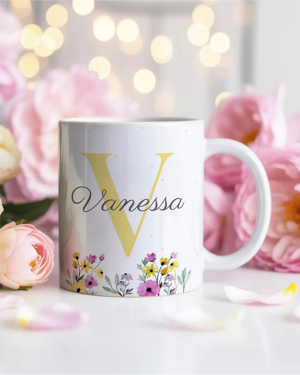 26 Artes para Caneca Alfabeto Feminino Flores Arquivo Editável  5