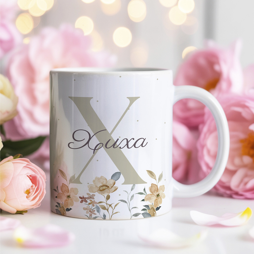26 Artes para Caneca Alfabeto Feminino Flores Arquivo Editável  8