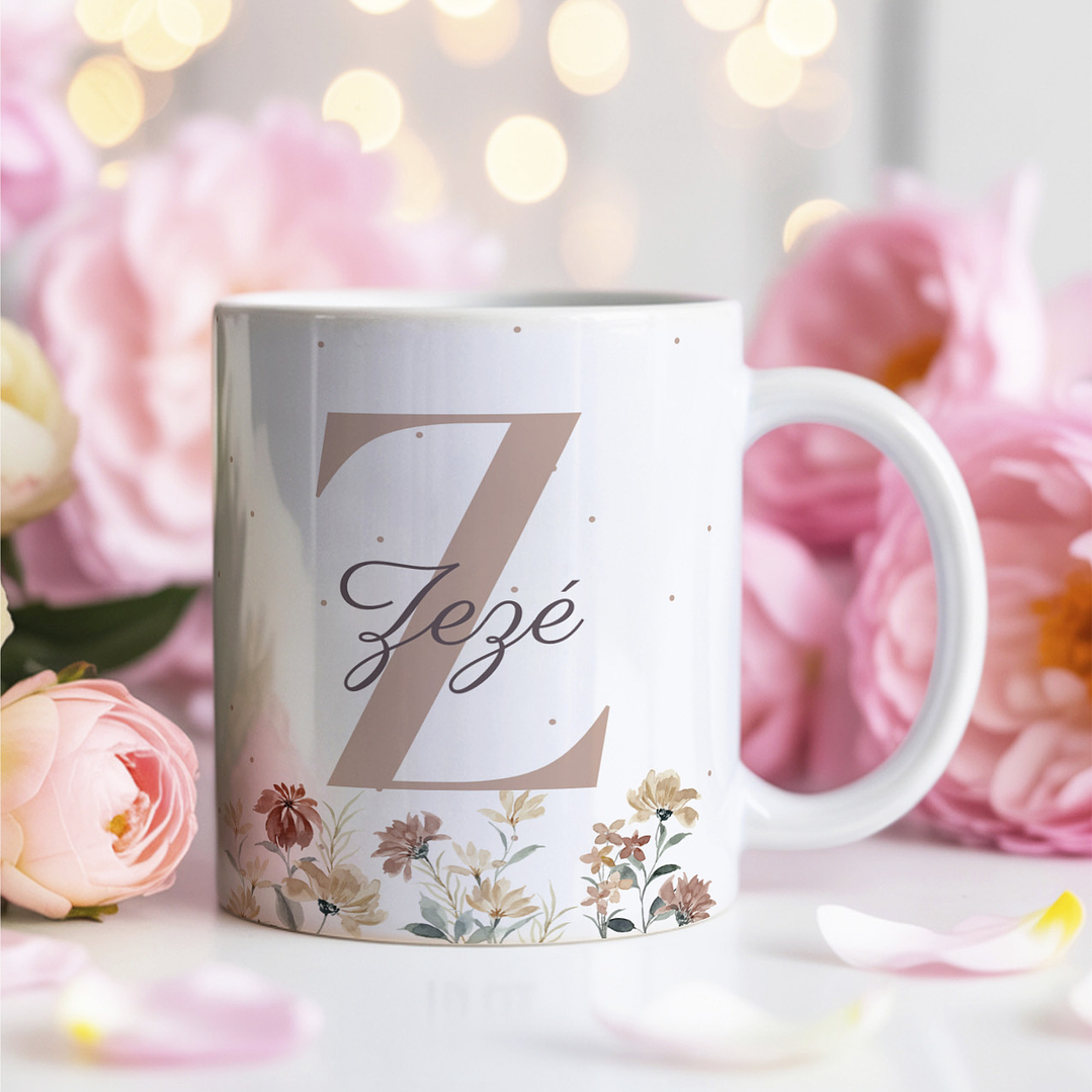 26 Artes para Caneca Alfabeto Feminino Flores Arquivo Editável  9