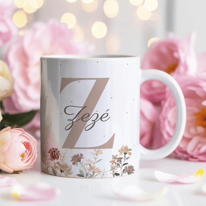 26 Artes para Caneca Alfabeto Feminino Flores Arquivo Editável  9