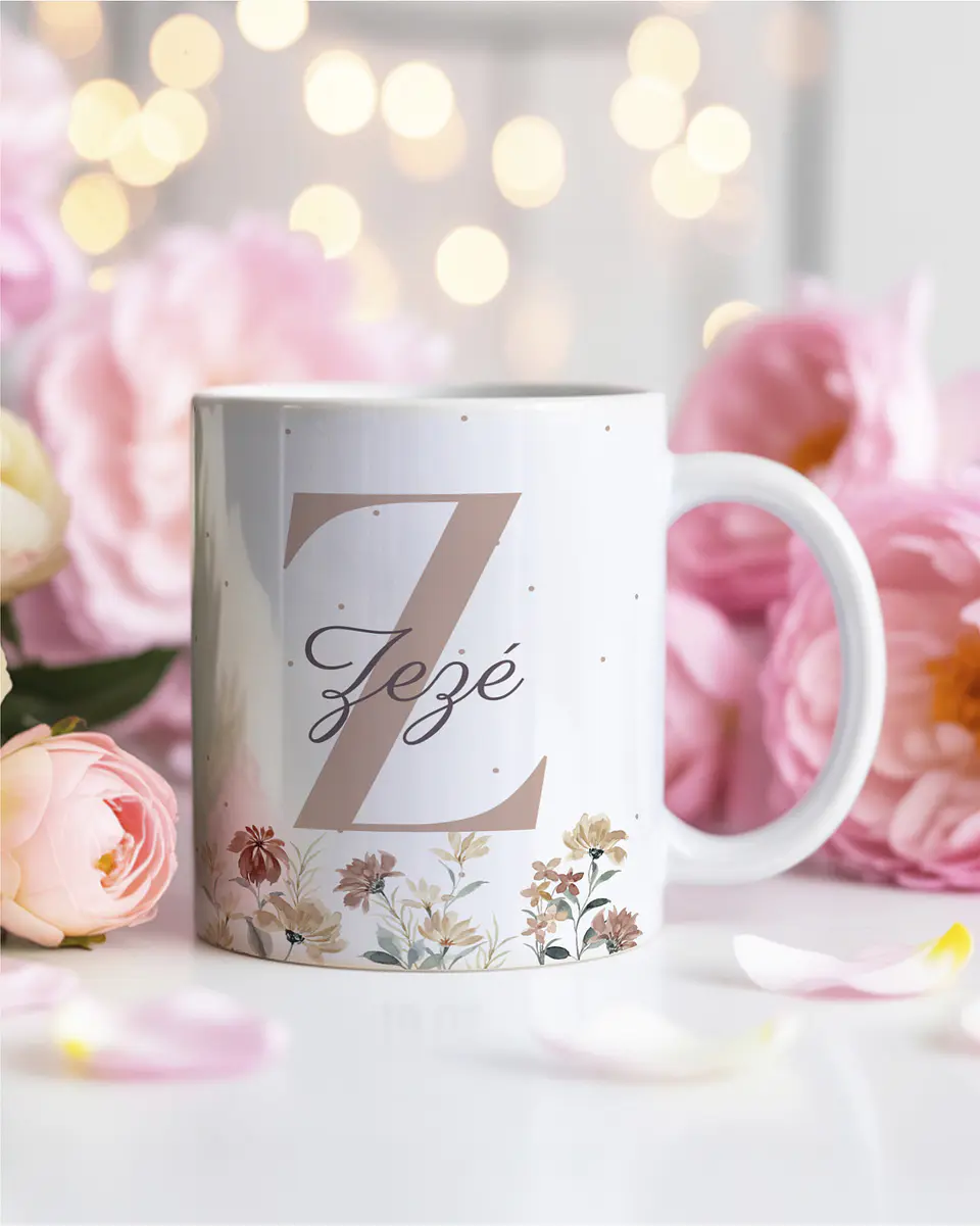26 Artes para Caneca Alfabeto Feminino Flores Arquivo Editável  9
