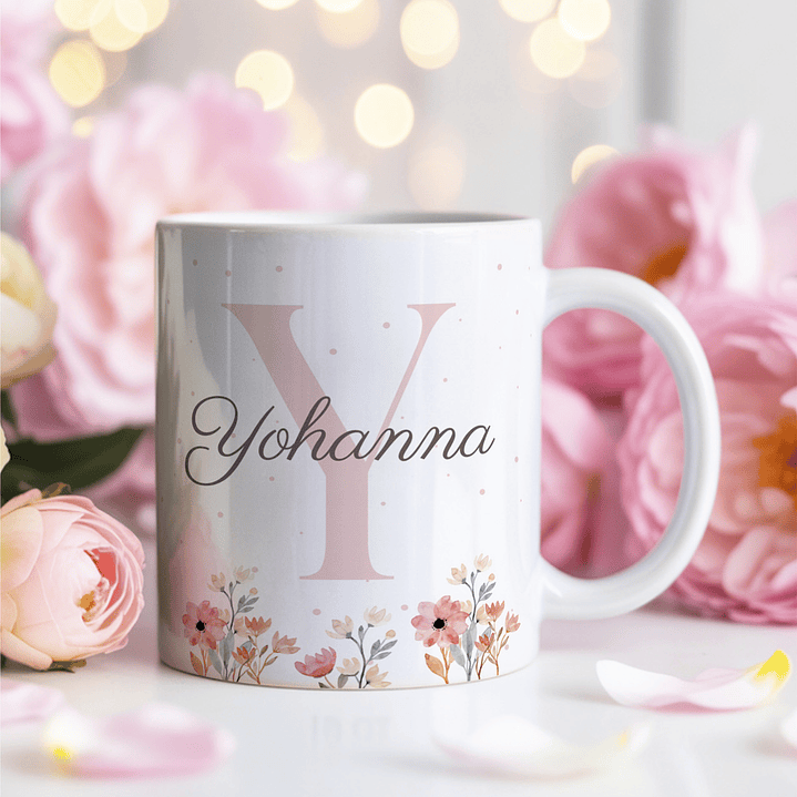 26 Artes para Caneca Alfabeto Feminino Flores Arquivo Editável  10