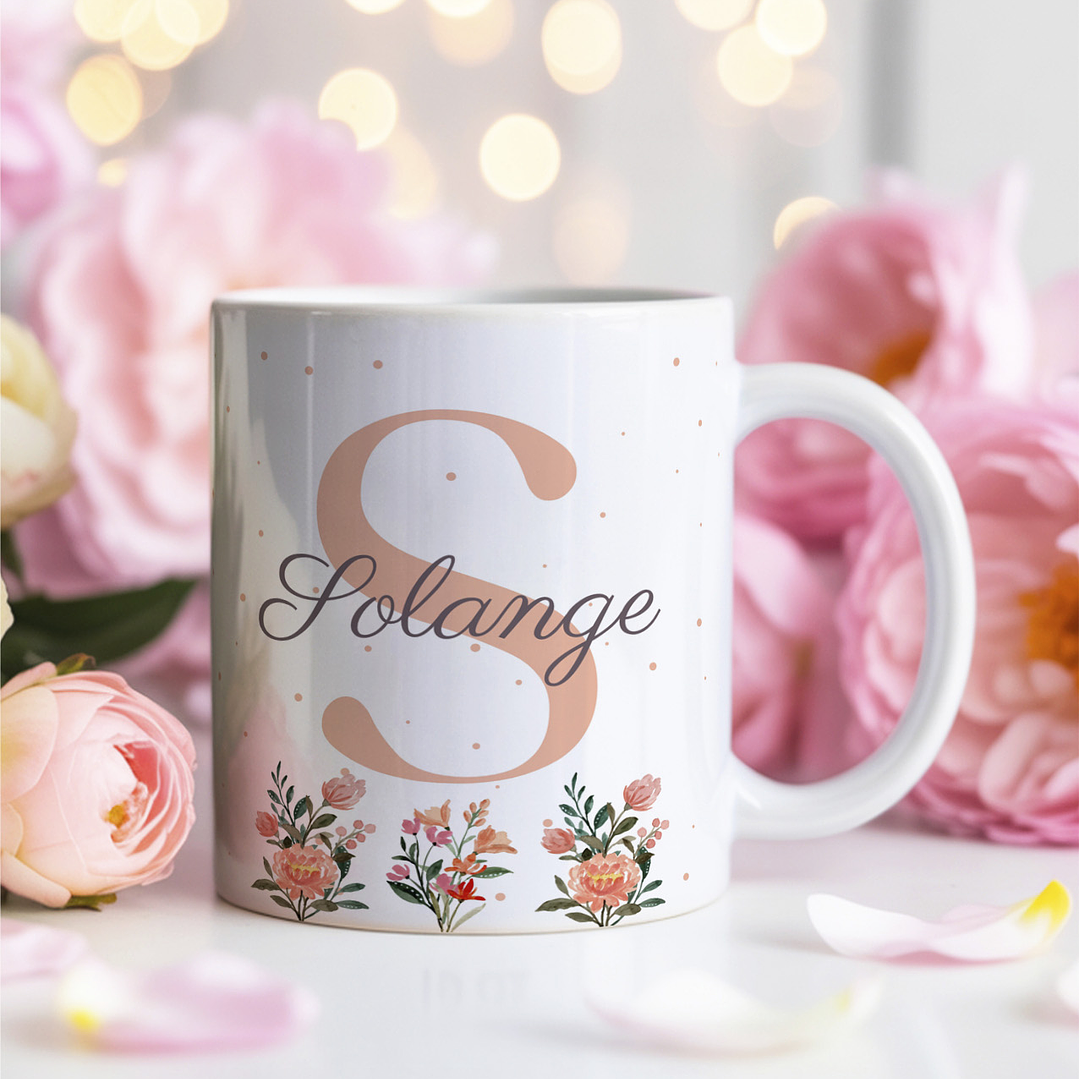 26 Artes para Caneca Alfabeto Feminino Flores Arquivo Editável  11
