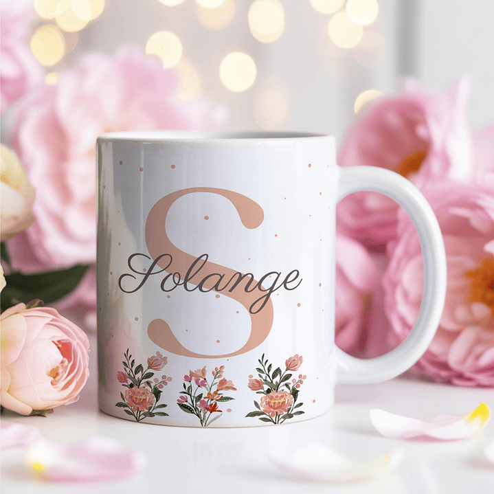 26 Artes para Caneca Alfabeto Feminino Flores Arquivo Editável  11