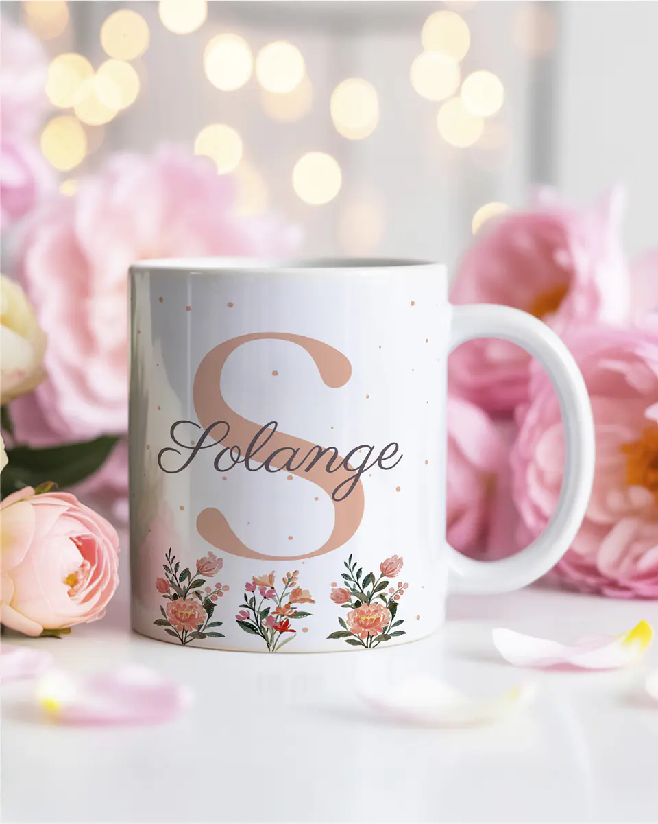 26 Artes para Caneca Alfabeto Feminino Flores Arquivo Editável  11