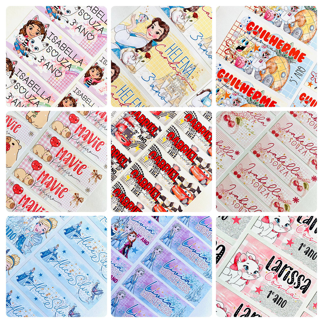 36 Arquivos Temas Personagens Eitquetas Escolares Volta as Aulas Arquivo em Jpg Studio 1