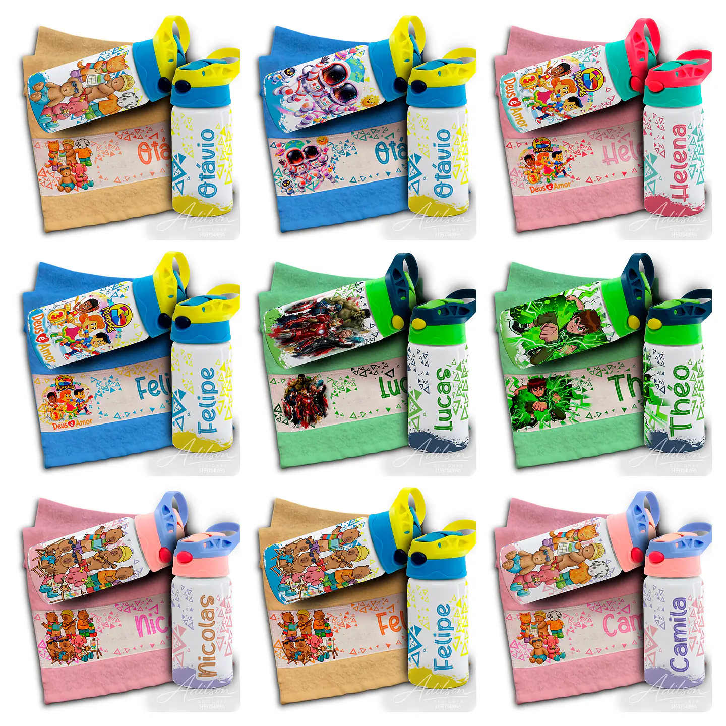 165 Artes para Toalinha Squeeze e Caneca Personagens Volta as Aulas Arquivo Editável  3