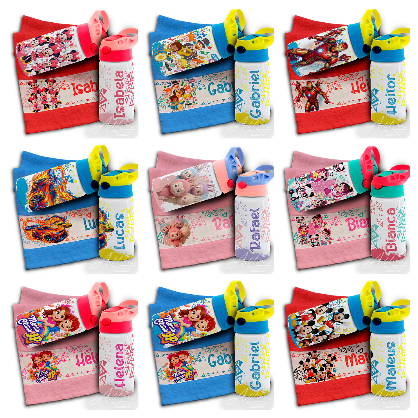 165 Artes para Toalinha Squeeze e Caneca Personagens Volta as Aulas Arquivo Editável  5