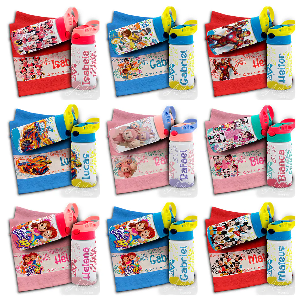 165 Artes para Toalinha Squeeze e Caneca Personagens Volta as Aulas Arquivo Editável  5