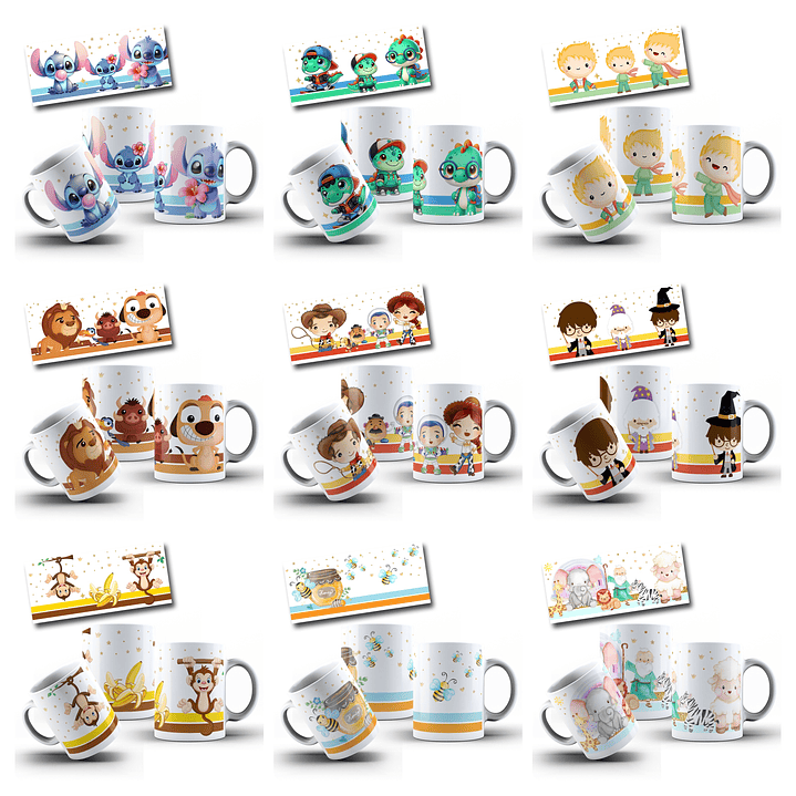 165 Artes para Toalinha Squeeze e Caneca Personagens Volta as Aulas Arquivo Editável  7