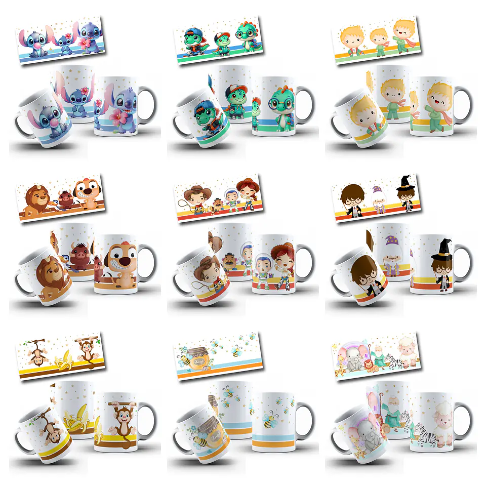 165 Artes para Toalinha Squeeze e Caneca Personagens Volta as Aulas Arquivo Editável  7