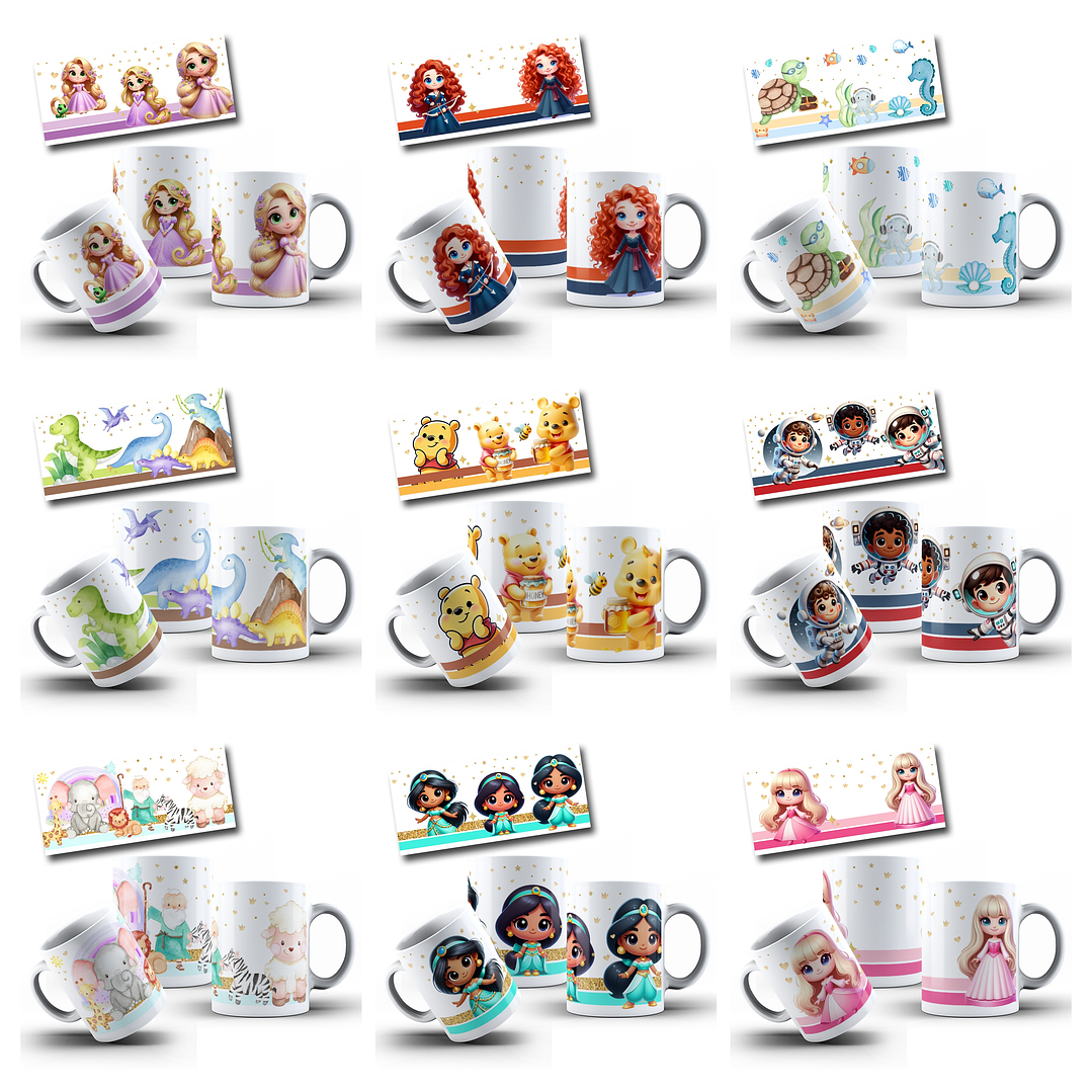 165 Artes para Toalinha Squeeze e Caneca Personagens Volta as Aulas Arquivo Editável  8