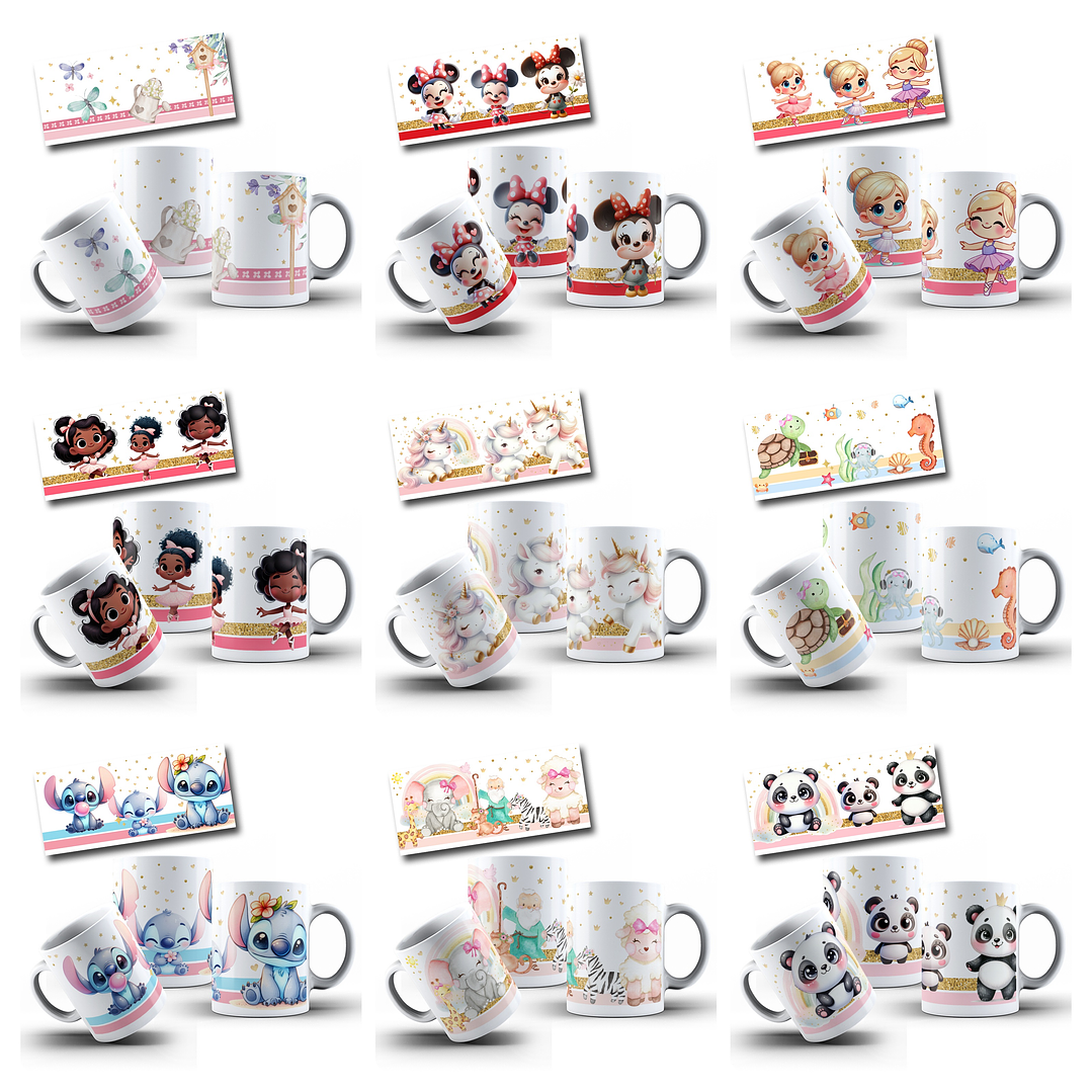 165 Artes para Toalinha Squeeze e Caneca Personagens Volta as Aulas Arquivo Editável  9