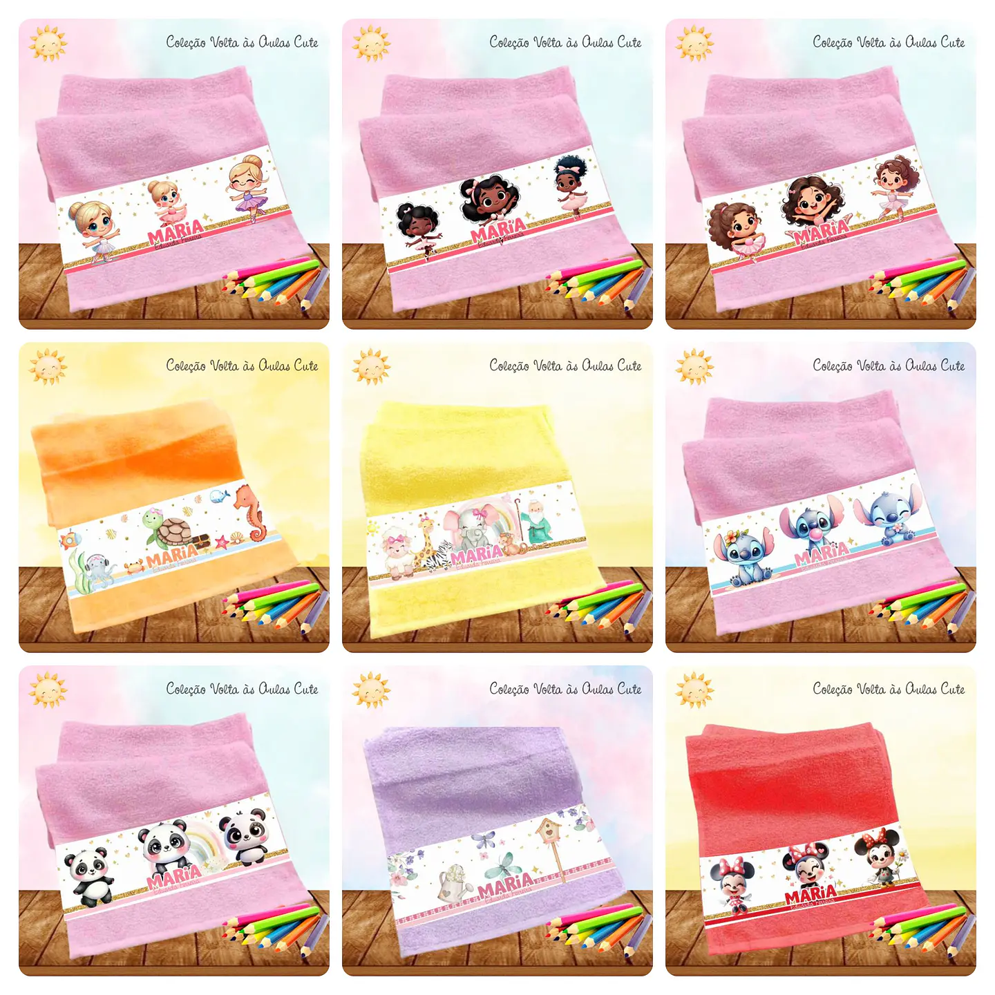 165 Artes para Toalinha Squeeze e Caneca Personagens Volta as Aulas Arquivo Editável  11