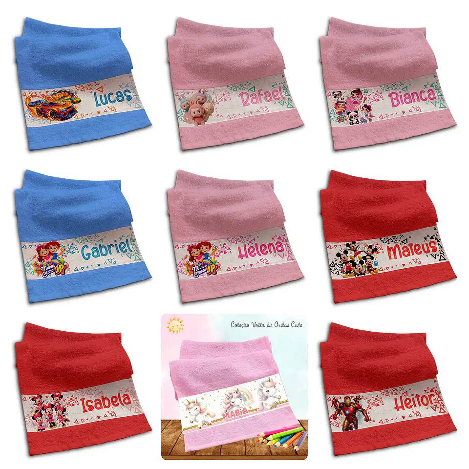 165 Artes para Toalinha Squeeze e Caneca Personagens Volta as Aulas Arquivo Editável  12