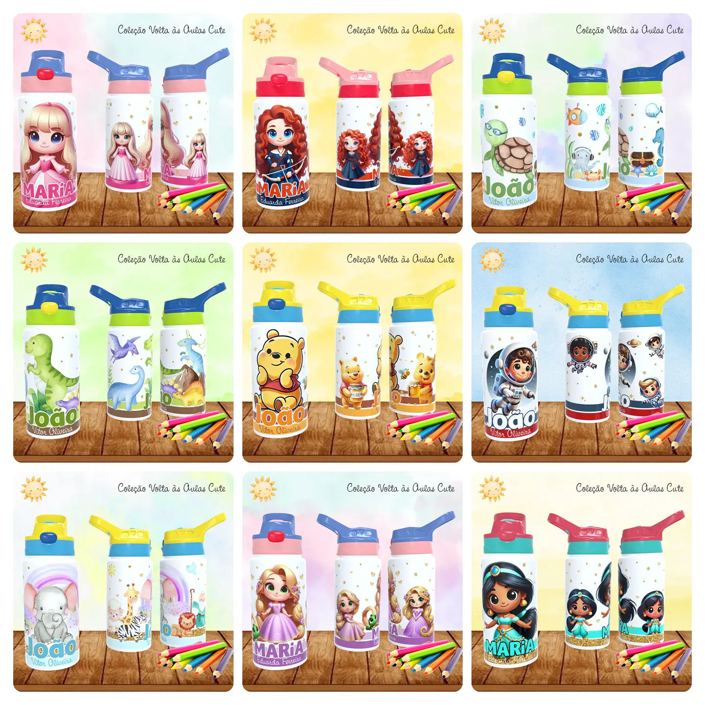 165 Artes para Toalinha Squeeze e Caneca Personagens Volta as Aulas Arquivo Editável  20