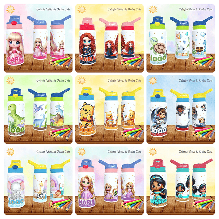 165 Artes para Toalinha Squeeze e Caneca Personagens Volta as Aulas Arquivo Editável  20