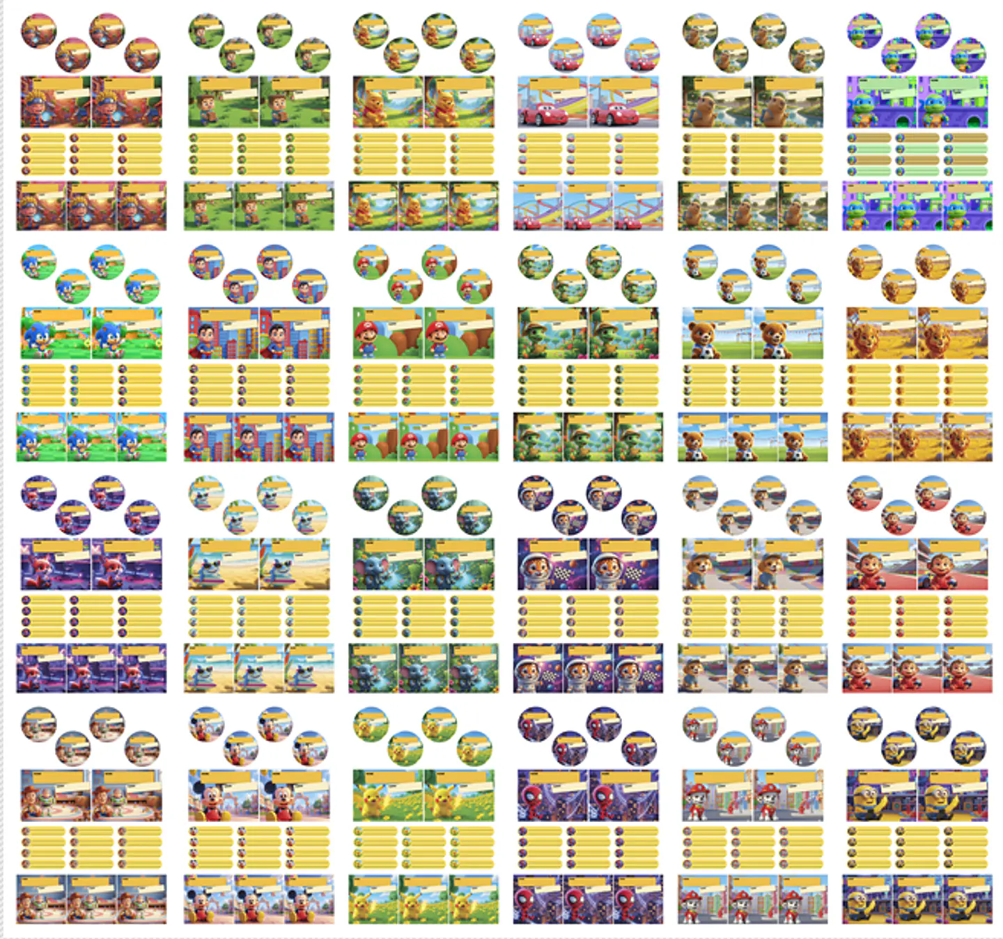 50 Artes para Etiquetas escolares Personagens em Png 2