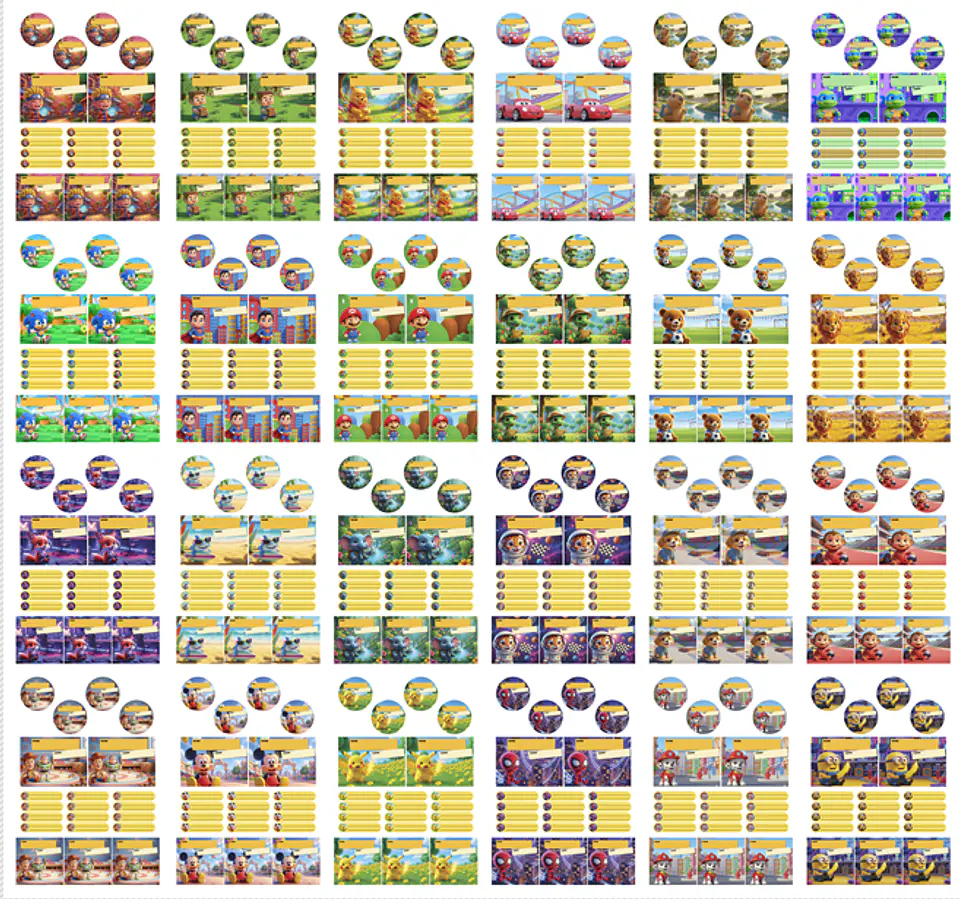 50 Artes para Etiquetas escolares Personagens em Png 2