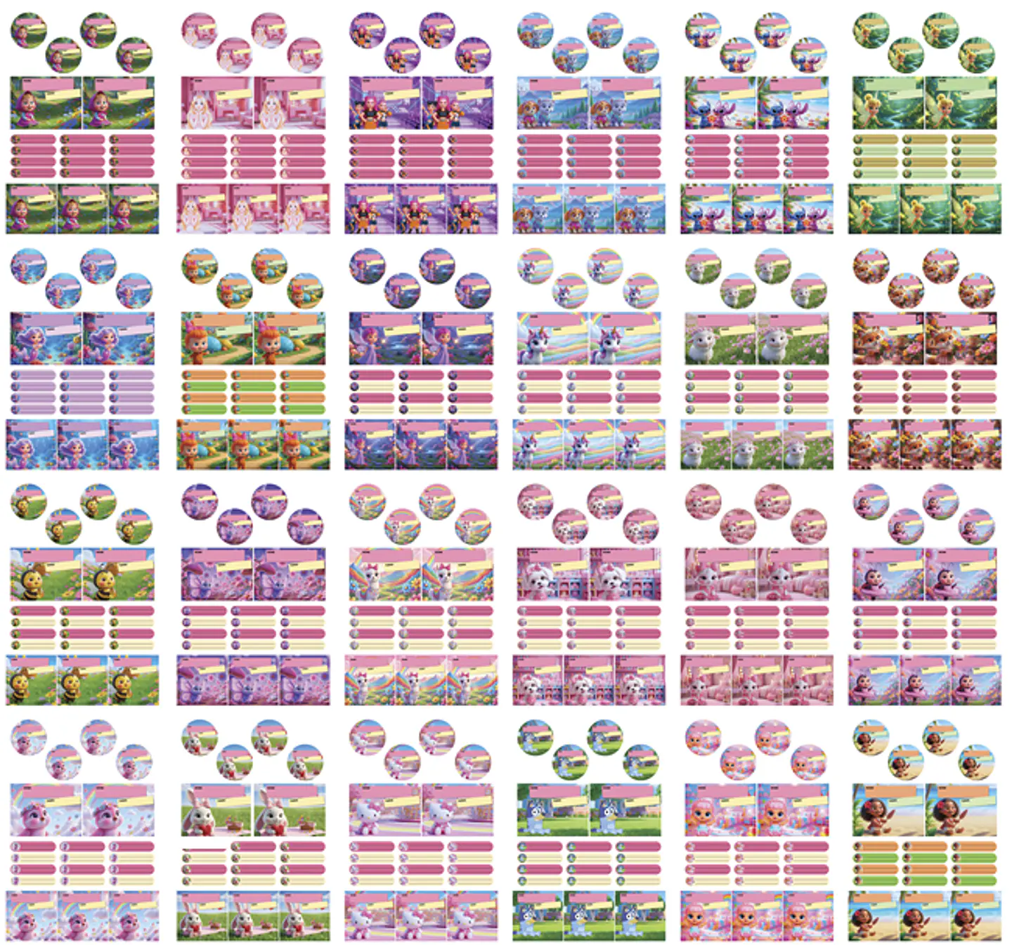 50 Artes para Etiquetas escolares Personagens em Png 3