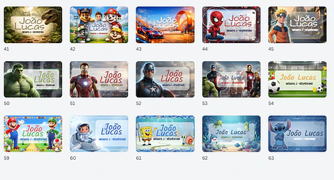 64 Artes para Etiquetas Escolares Personagens em Canva 