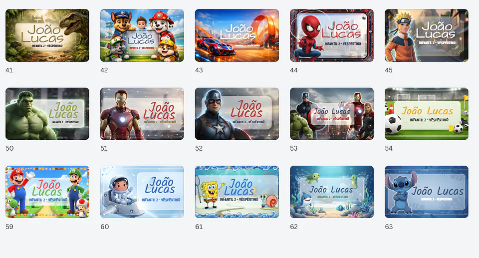 64 Artes para Etiquetas Escolares Personagens em Canva  1