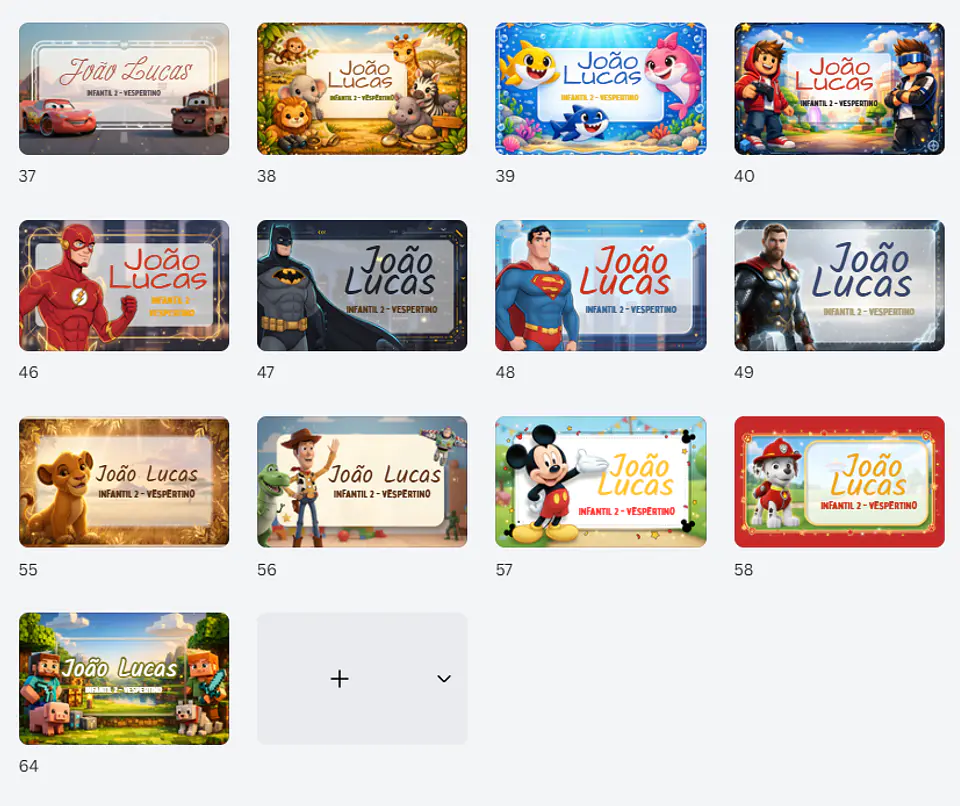 64 Artes para Etiquetas Escolares Personagens em Canva  2