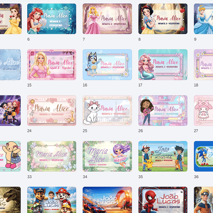 64 Artes para Etiquetas Escolares Personagens em Canva  3