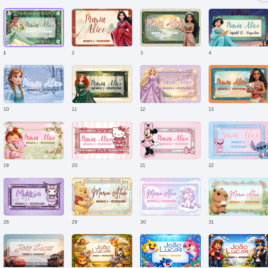 64 Artes para Etiquetas Escolares Personagens em Canva  4