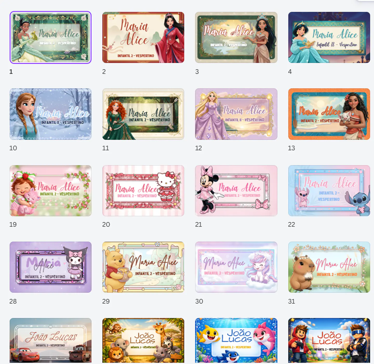 64 Artes para Etiquetas Escolares Personagens em Canva  4