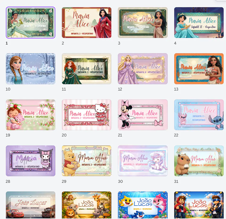 64 Artes para Etiquetas Escolares Personagens em Canva  4