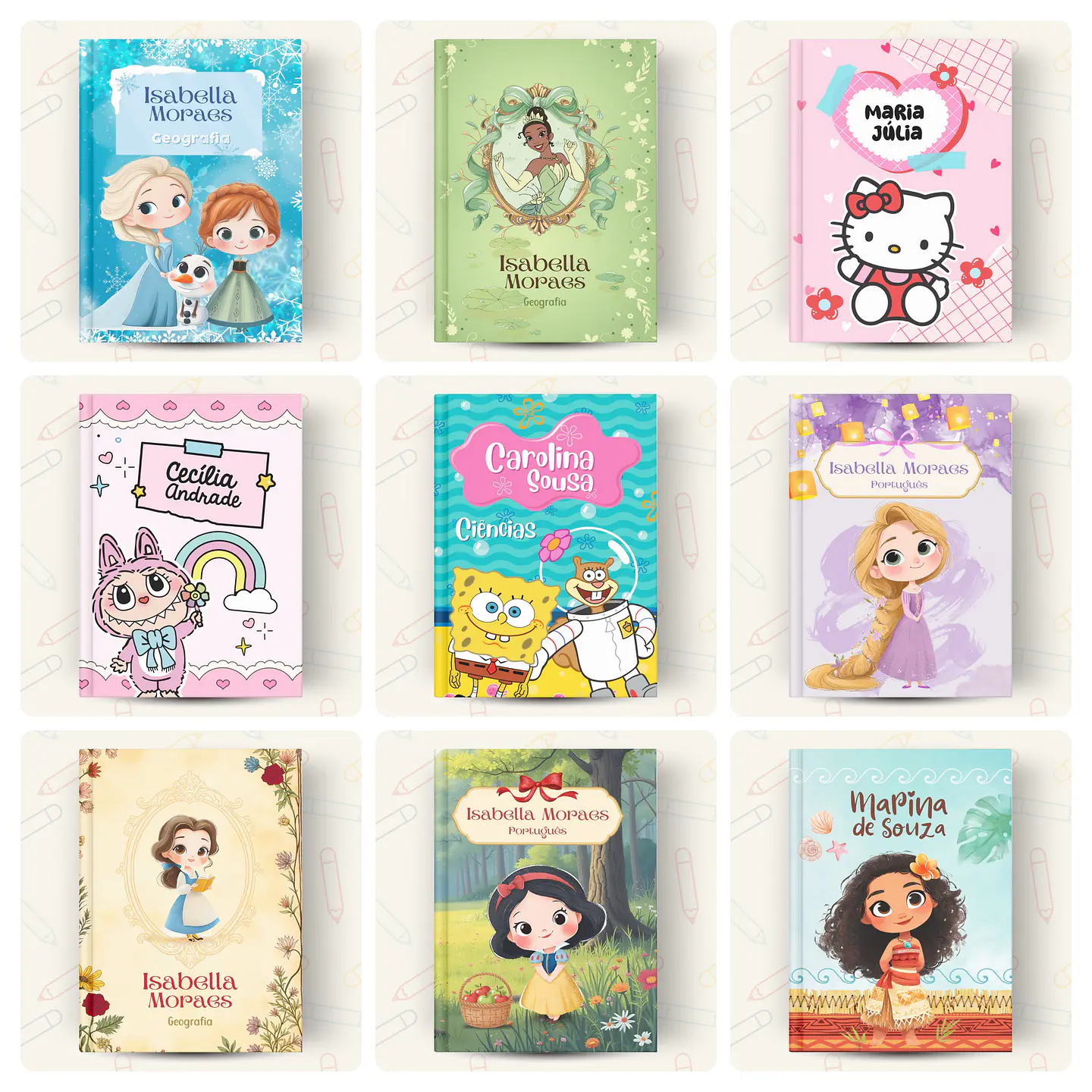 73 Artes para Capas de Caderno Personagens Volta às Aulas Arquivo em Canva 2